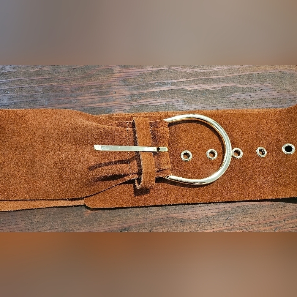 LOVESTRENGTH Austen Tan Suede Waist Belt In Genuine Leather. Size M/L - Picture 3 of 14